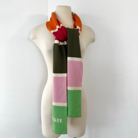 Lacoste Wool Scarf Multicolor Striped Colorblock - Picture 2 of 9